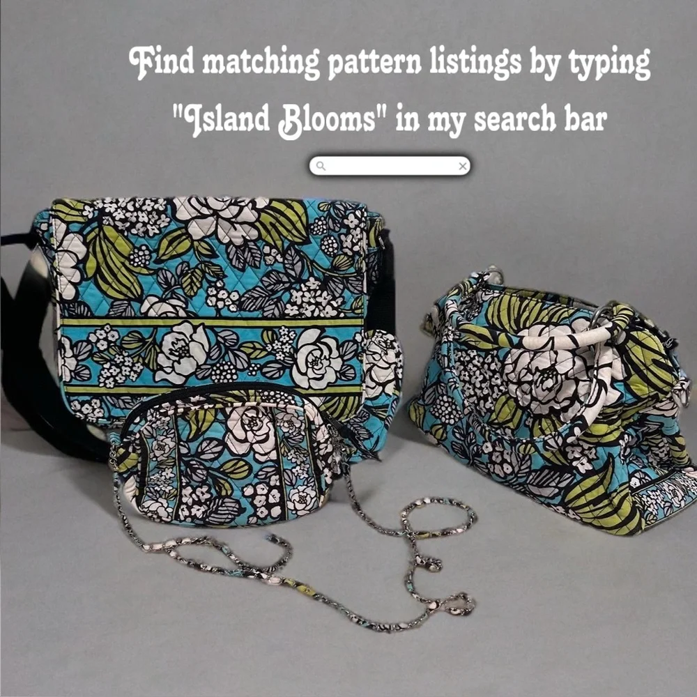 Vera Bradley Medium Tote Purse in Retired Island Blooms Teal Floral Quilted GUC
